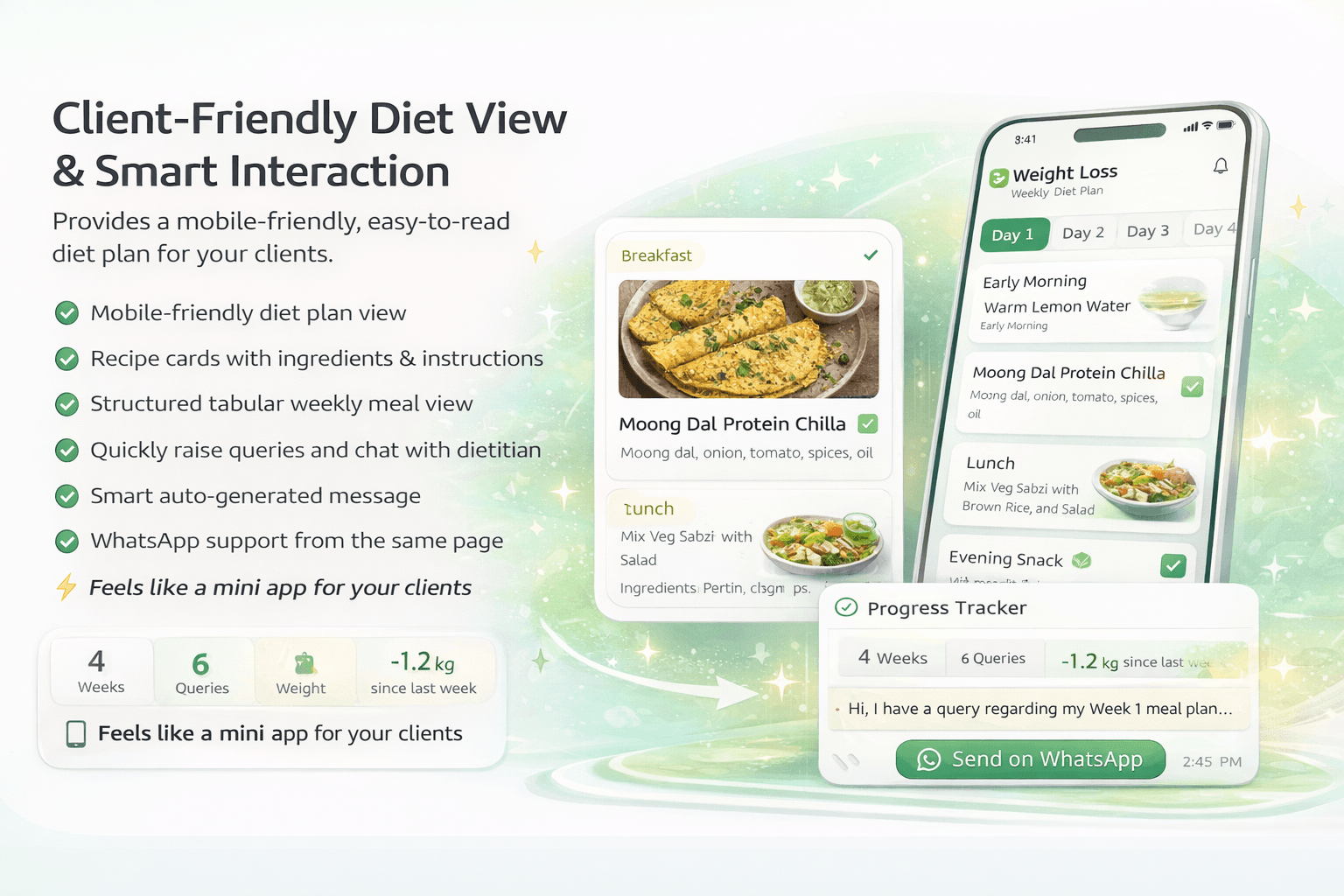 Client-Friendly Diet View & Smart Interaction