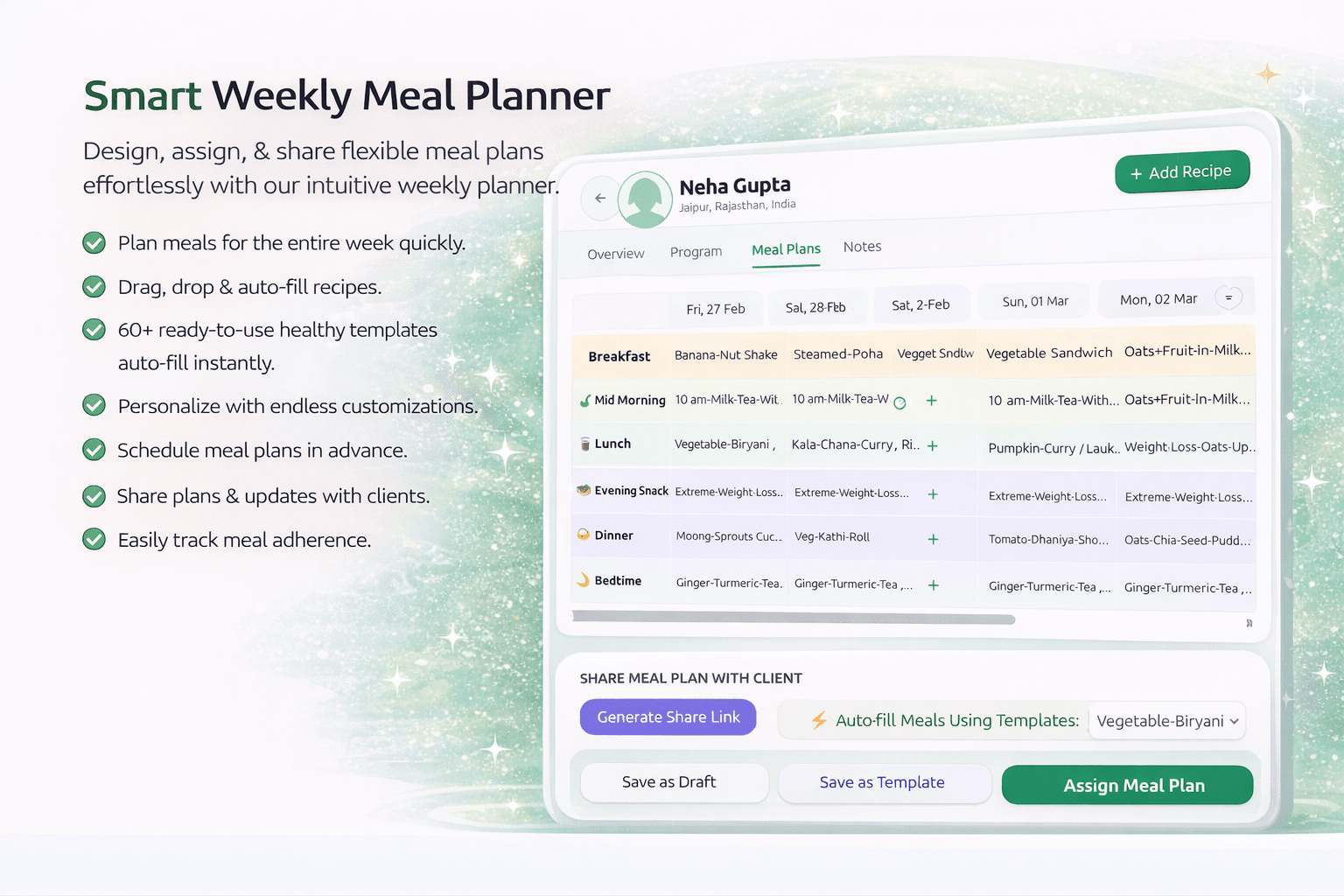 Smart Weekly Meal Planner